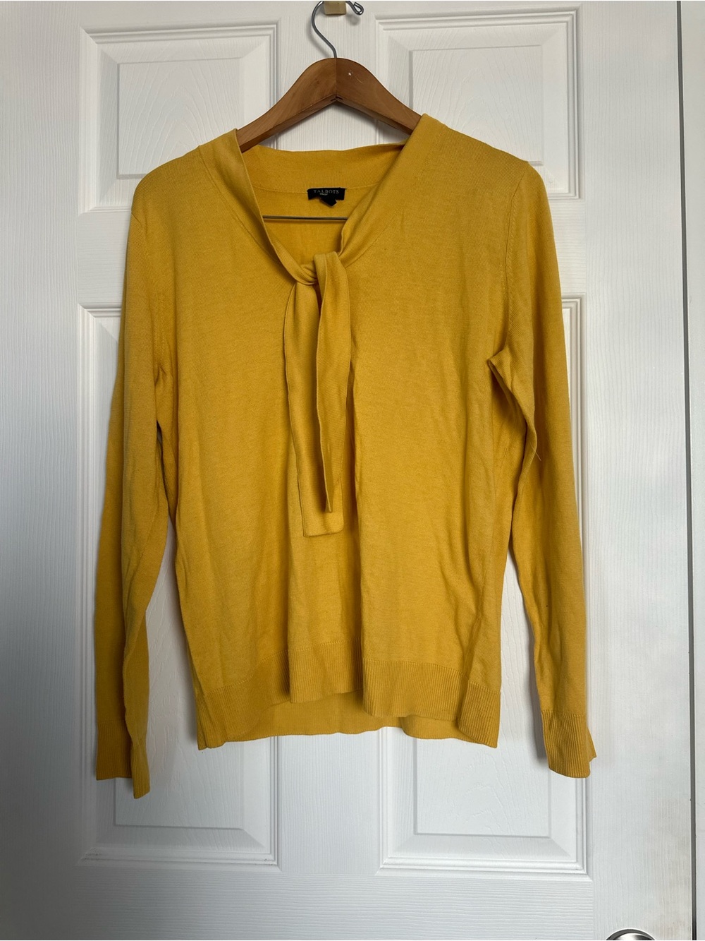 Talbots Yellow Tie-Neck Crew Sweater